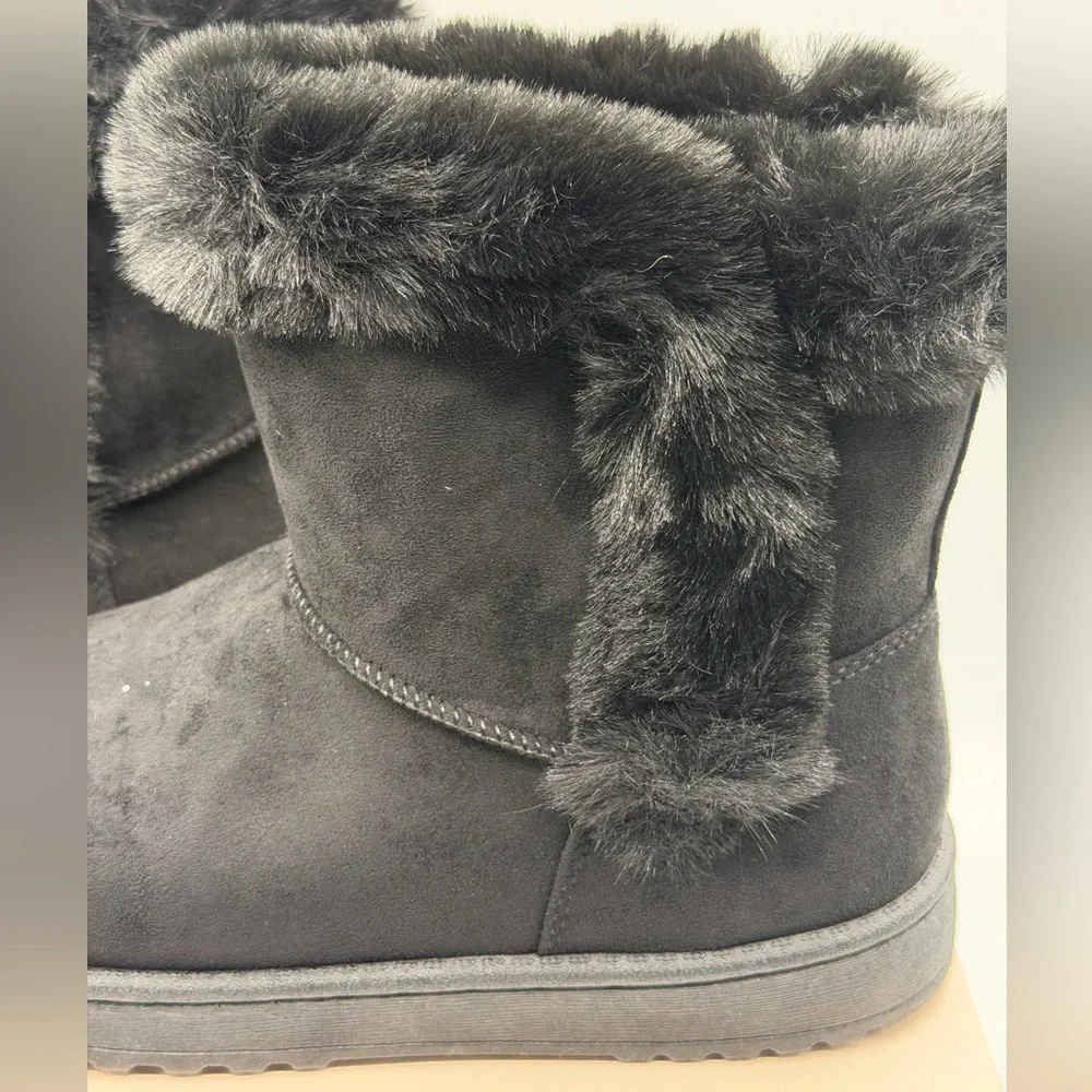 Brand New Women's SO Paulina Black Faux Fur-Lined Winter Boots Size 8.5